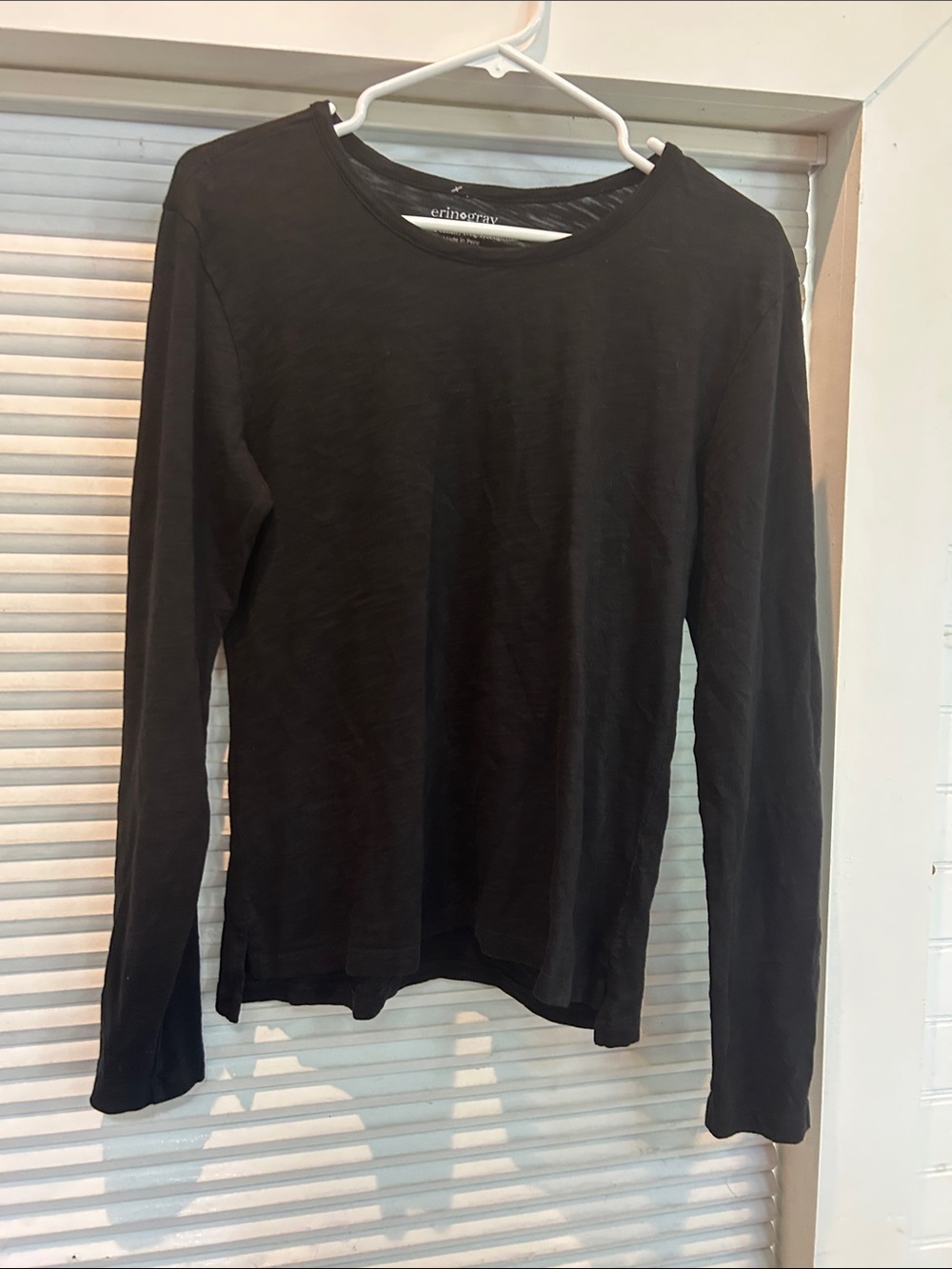 Erin Gray Pima Cotton Long-Sleeve Top | Size Small | Black | NWOT